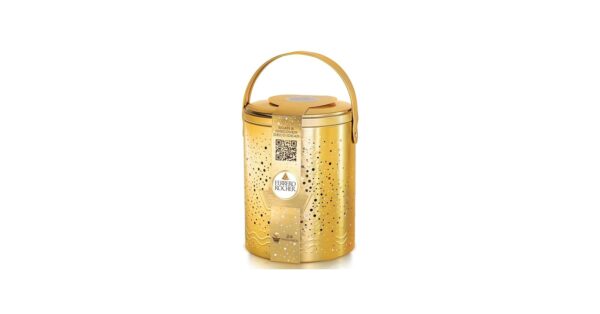 Ferrero Rocher Chocolate Gift Set, Gold Decorative Tin with Handle, 24 Pralines