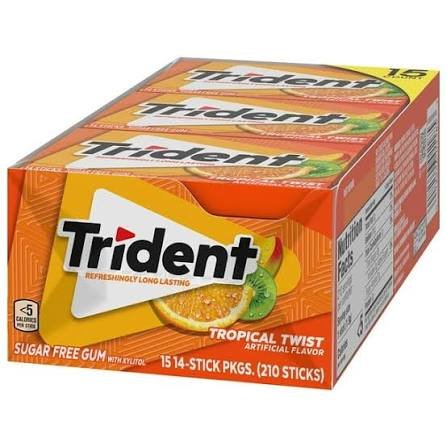 Trident Tropical Twist Flavour Sugar Free Gum