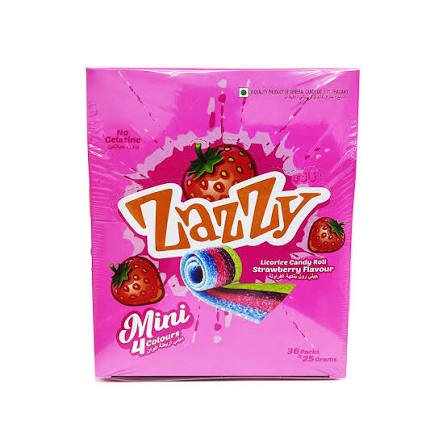 Zazzy Licorice Candy Roll Mini Strawberry 25g