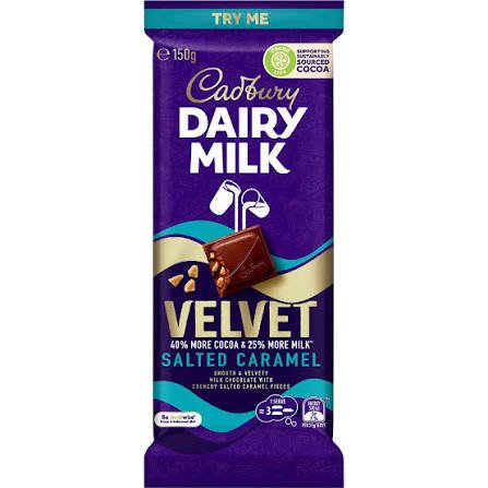 Cadbury Dairy Milk Velvet Salted Caramel Chocolate Block 150g